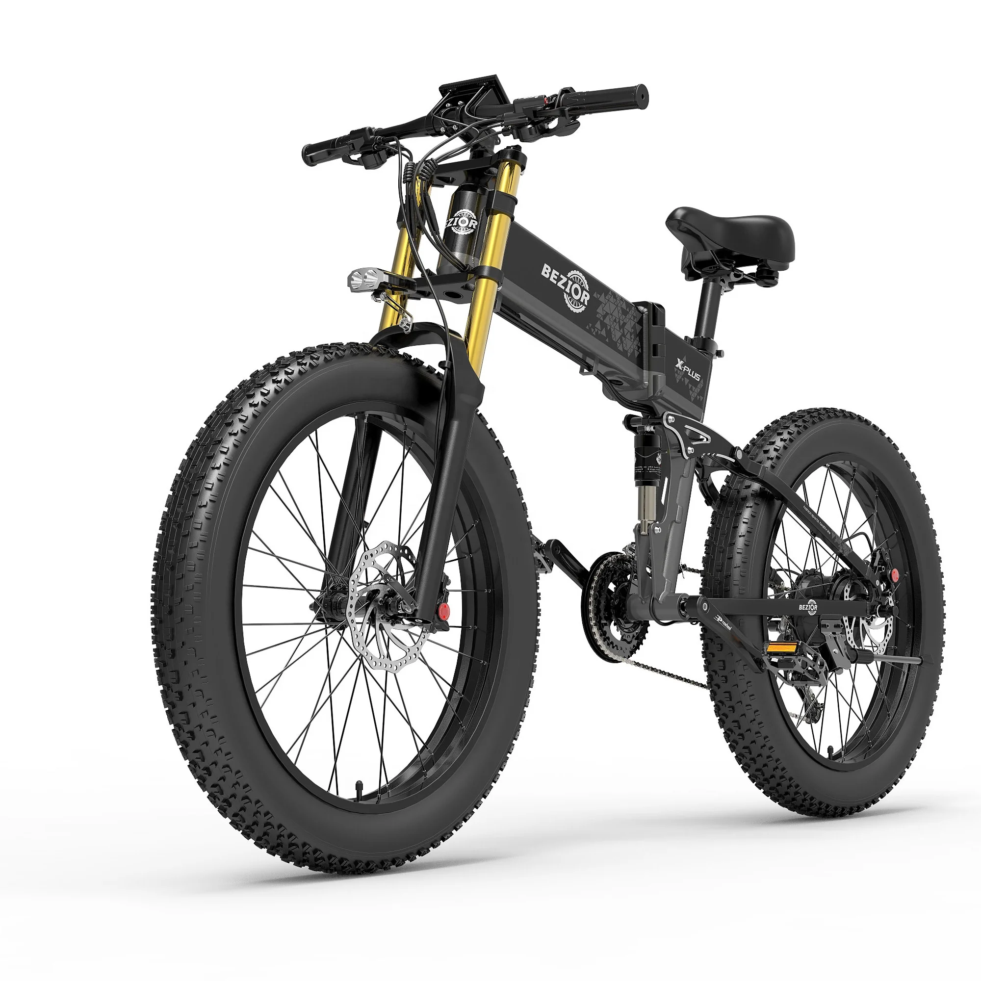 BEZIOR X PLUS 26 inch 1500W folding electric dirt bike Poland stock 48V 17.5Ah 27 speed fat tire off road electric mountain bike