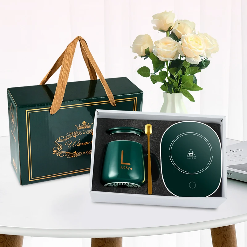 New Smart  Cup Coffee Warmer Battery Constant-temperatures Wireless Heated Mug Tea Heater Warmer Set For Gift Office Desk Use