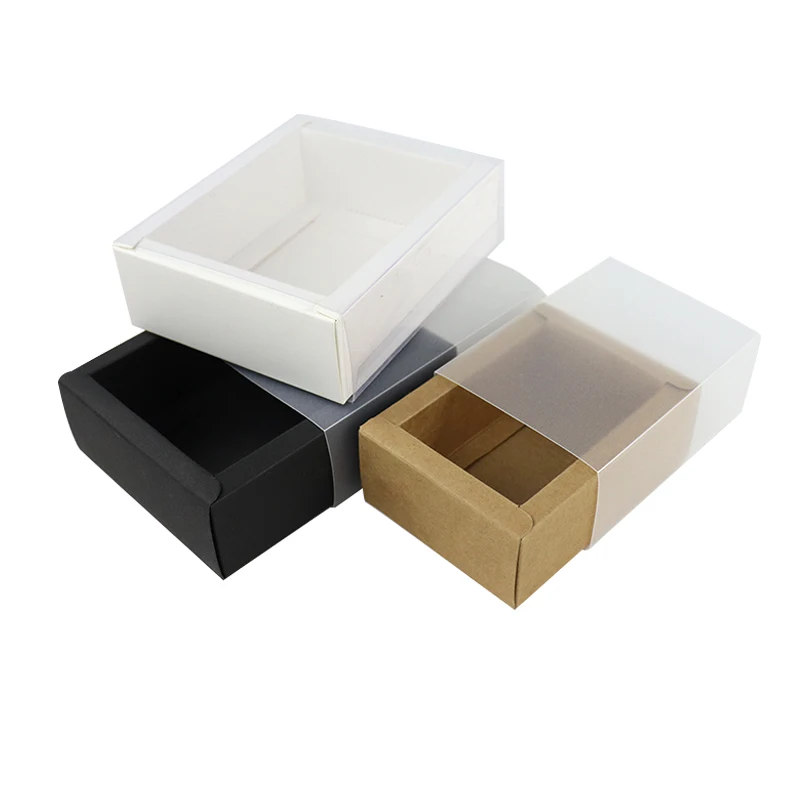 Plastic Clear Drawer Wholesale Papercard Customized High Quality Luxury Square Pastry Cookies Chocolate Packing Box