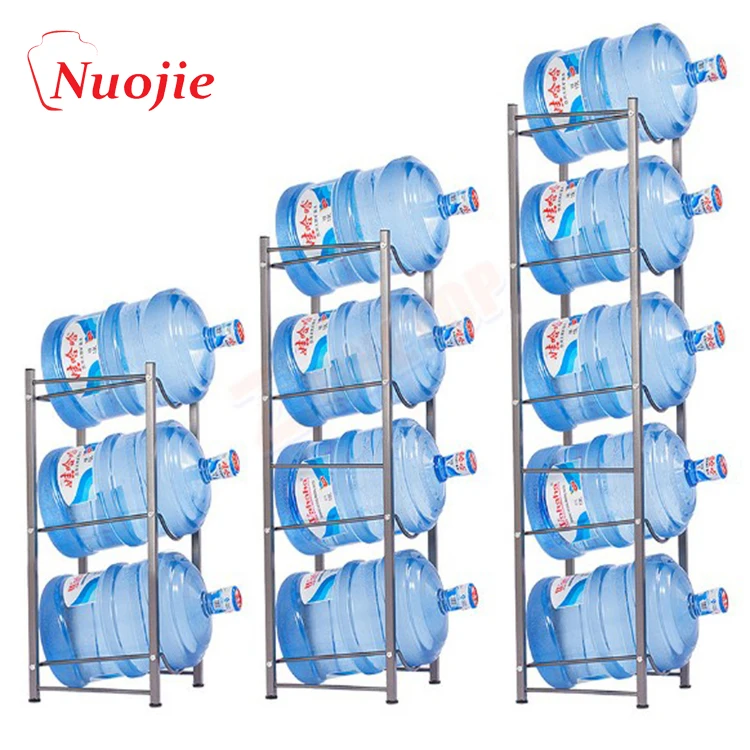 Water Cooler Jug Rack 5 Gallon Water Bottle Holder Storage Shelf 3 Tier Heavy Duty Stackable Water Cabinet Dispenser Organizer f