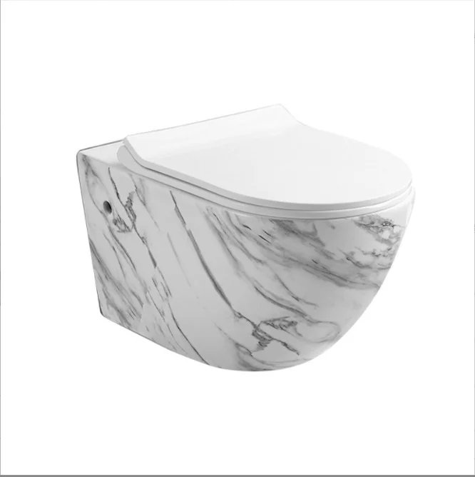 Marble pattern ordinary toilet wall hung toilet wall row large caliber suspended toilet small household type
