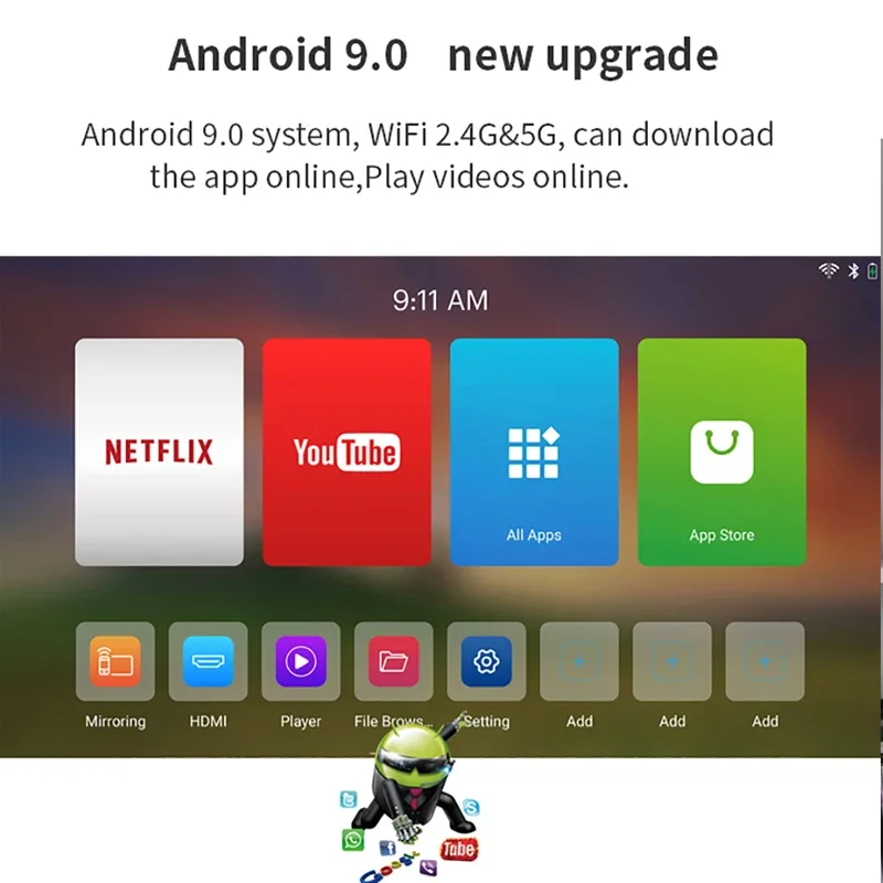 Smartldea Новый мини-проектор портативный умный Android9.0 Wi-Fi видео Пико светодиодный DLP домашний кинотеатр Full HD 1080P 4K 3D