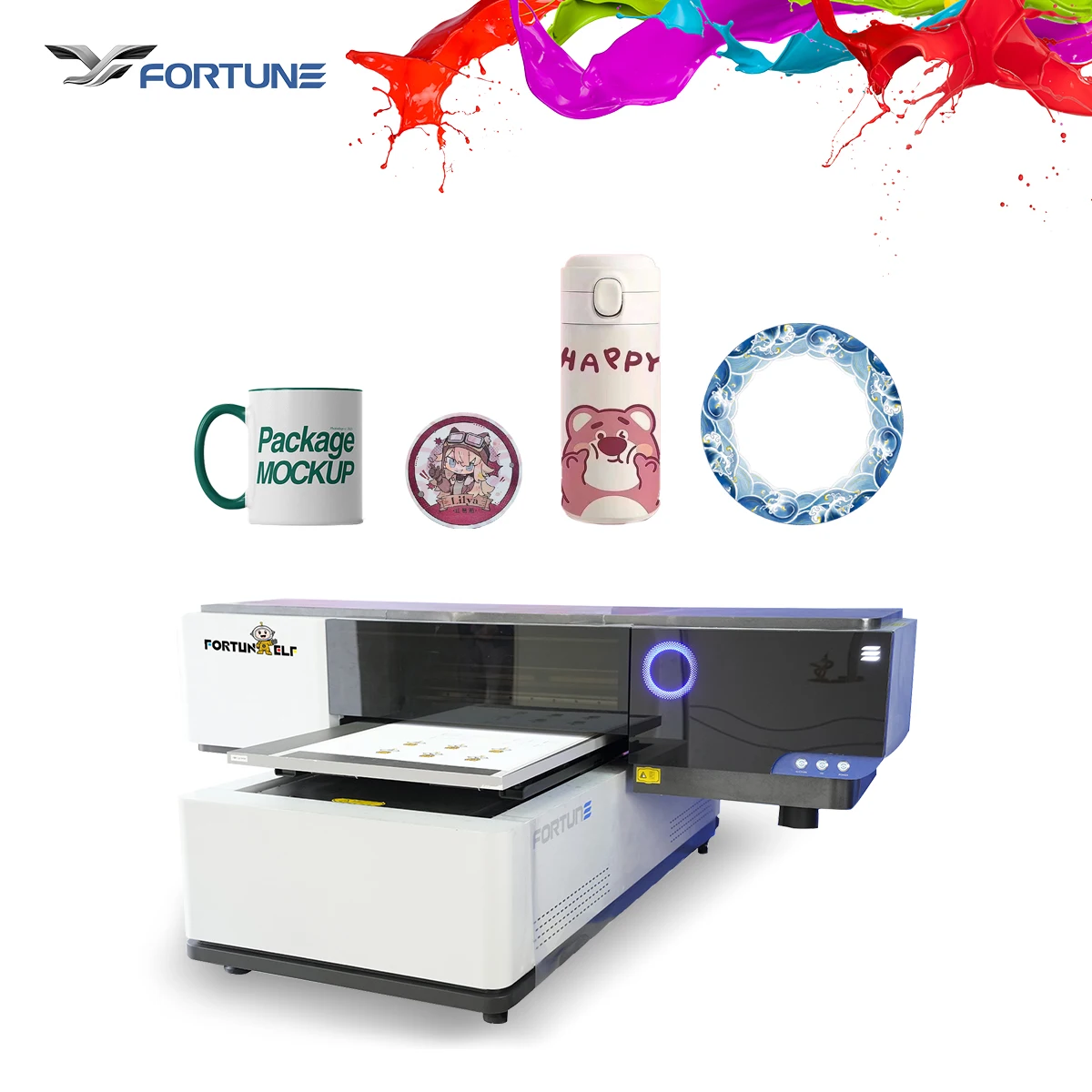 6090 UV flatbed printer with i3200 printer head phone case pvc card bottle golf ball uv printing machine