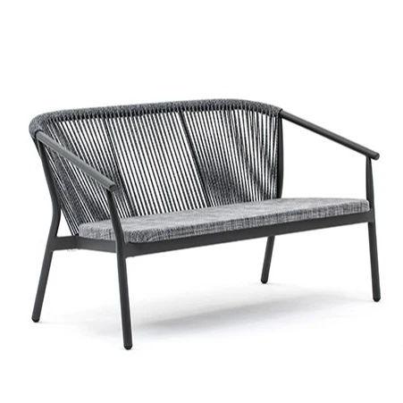 
Patio Morden Leisure Aluminum Garden Woven Rope Restaurant Outdoor Double Long Sofa lover Chair 