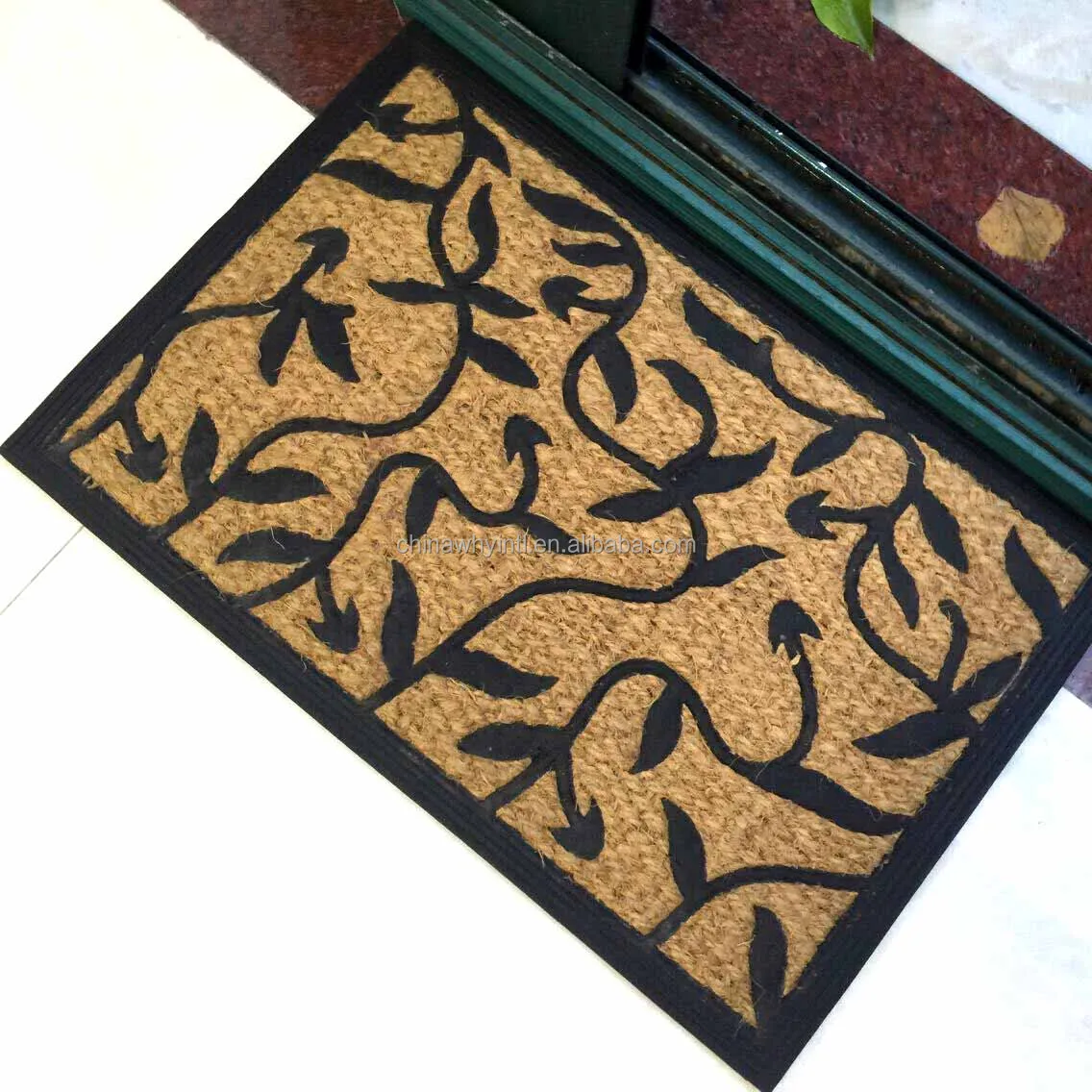 Woven Panama Weave Moulded Outdoor Coir Rubber Welcome Door Mats