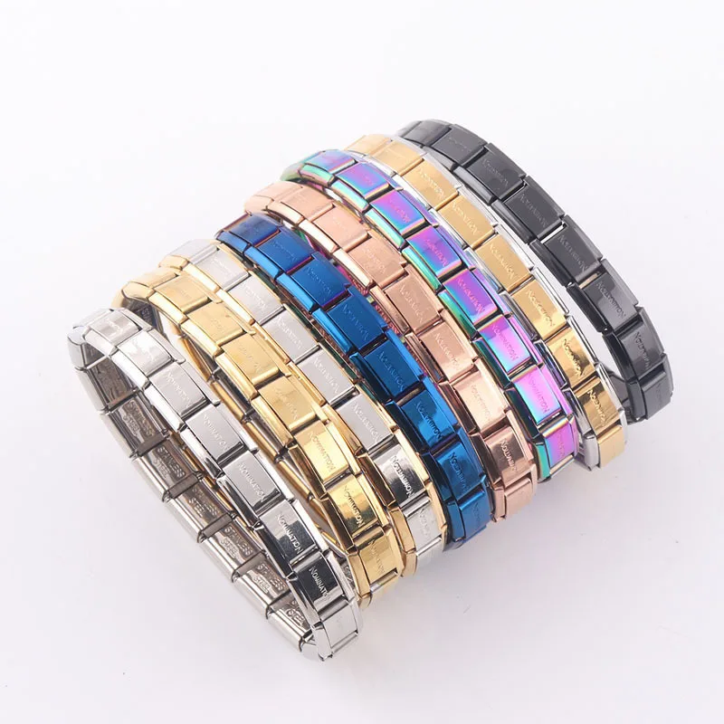 Wholesale 9mm Stainless Steel Women Men Patten Mixed Lot Charms Links Italian Charm Bracelet Pulsera de la suerte