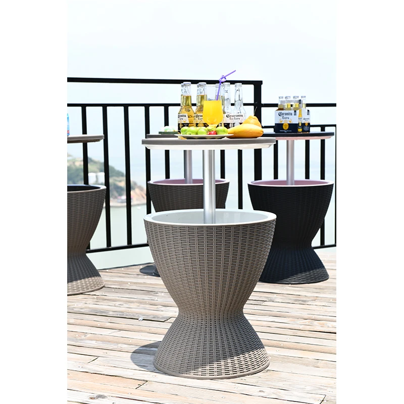 Patio Garden Portable Beer Bar Drink Ice Bucket Coolers Table With Light