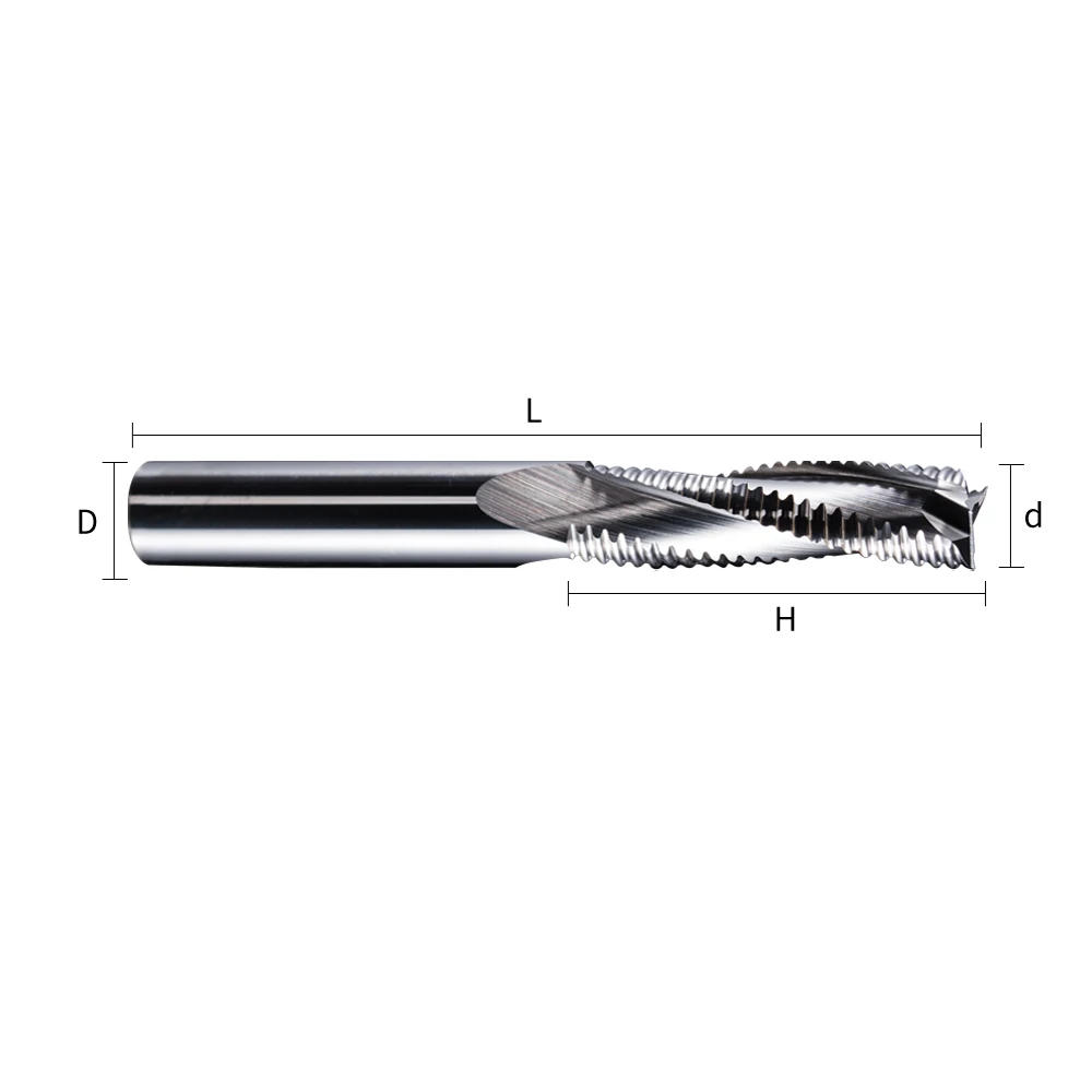 CNC 8-12mm Tungsten Steel Alloy Uncoated 3 Flutes Roughing Milling Cutter Spiral End Mill for Aluminum