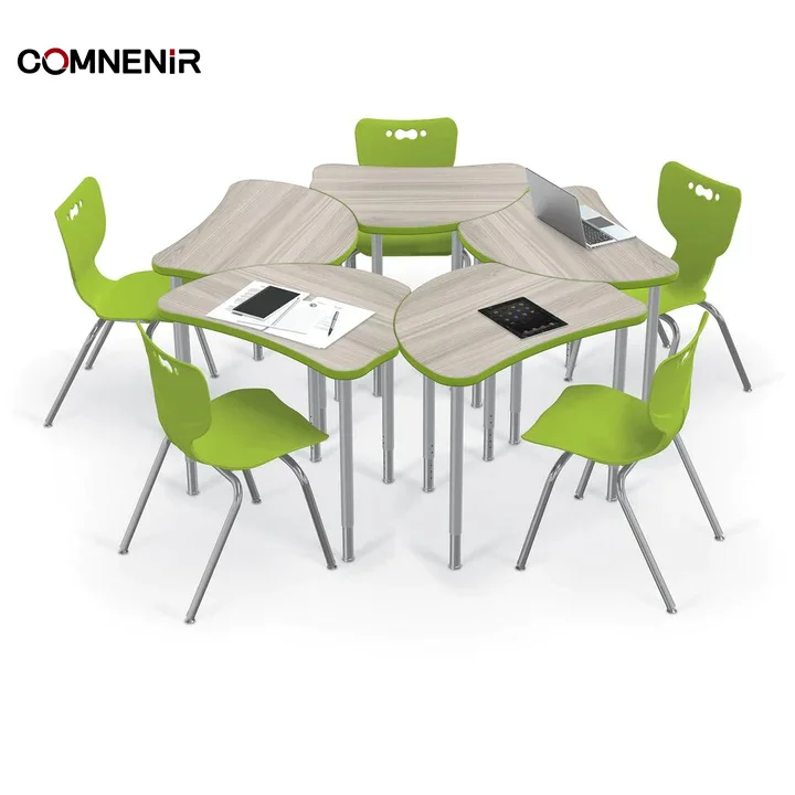 Modern School Classroom Furniture-Collaborative Study Tables and Chairs Versatile Layouts for Study Room Use