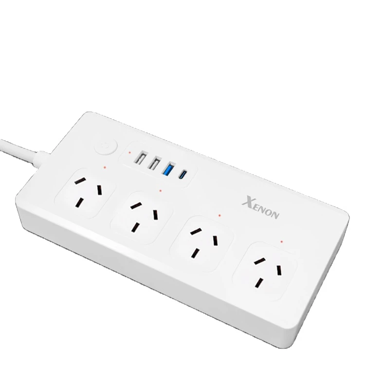 Xenon AU Standard white electric plug wireless charger up to 10A 3 USB with 1 Type-C smart PD power socket