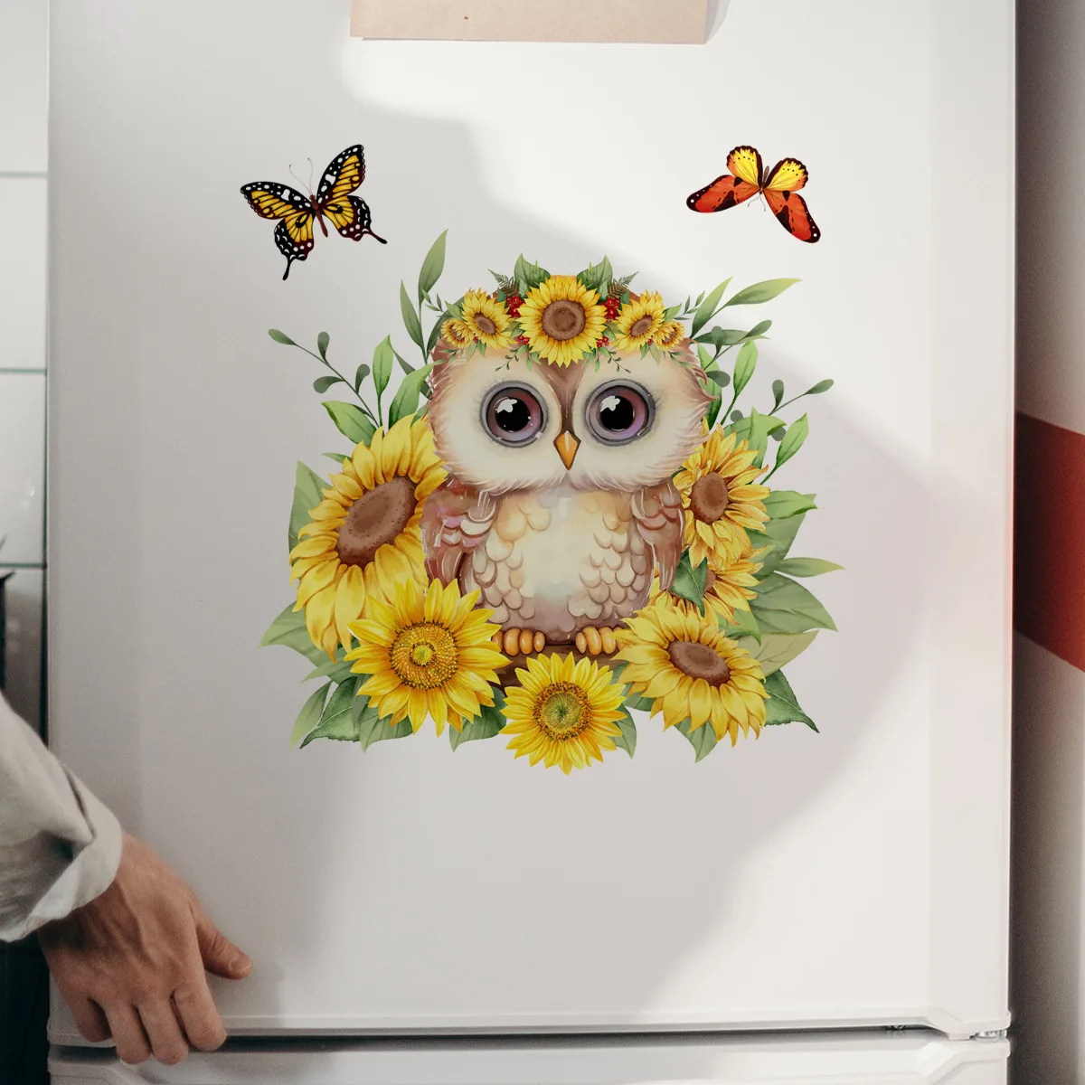 Small Fresh Sunflower Bouquet Butterfly Owl Wall Decal Bathroom Toilet Sticker Self-adhesive Removable