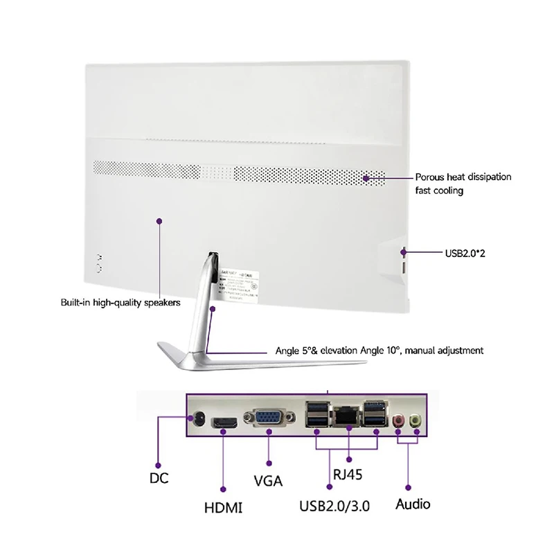 21.5inch 22inch Flat FHD 1080p Speaker WIFI Bluetooth CPU Intel AMD i3 4GB 8GB 128GB 256GB All In One PC Desktop