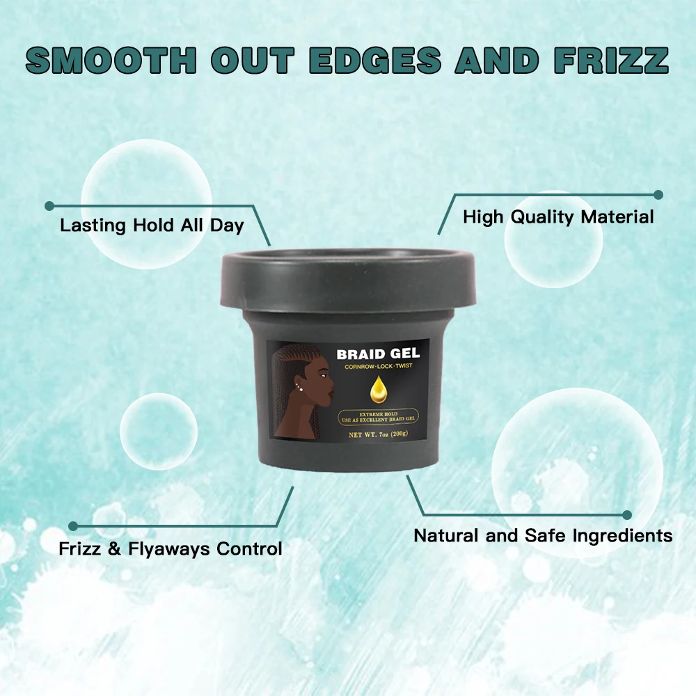 200g Shining and Conditioning Hair Gel Extra Hold All Hair Types Twisting Smooth Extra Hold Braid Hair Gel