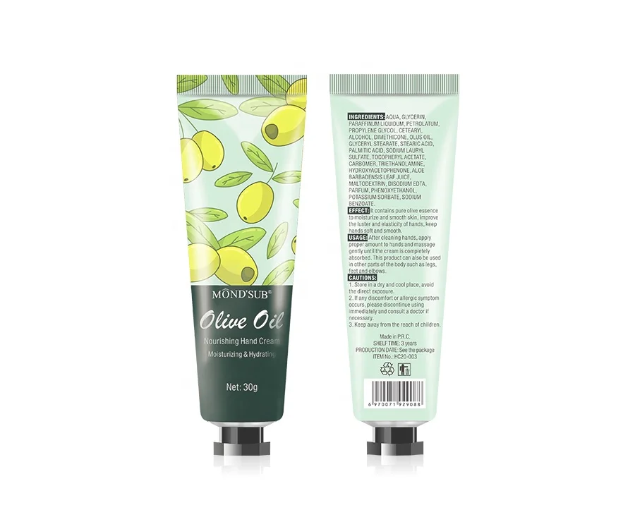 Private Label 30g Olive Oil Natural Moisturizing Hand Whitening Cream Lotion Hand Cream