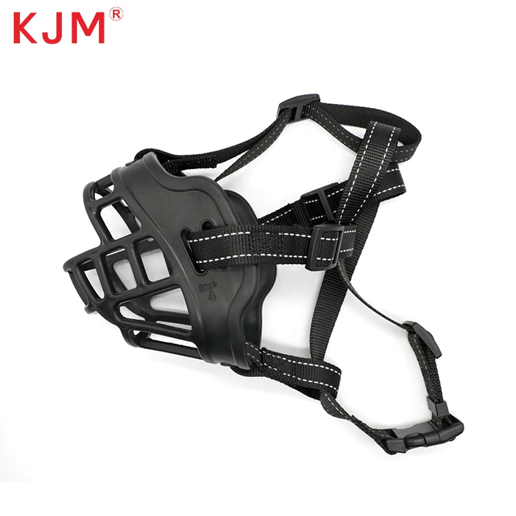 KJM Pet Product Supplies Free Sample TPE Dog Mouth Adjustable Nylon Strap Anti-bite and Eco-friendly Dog Muzzle