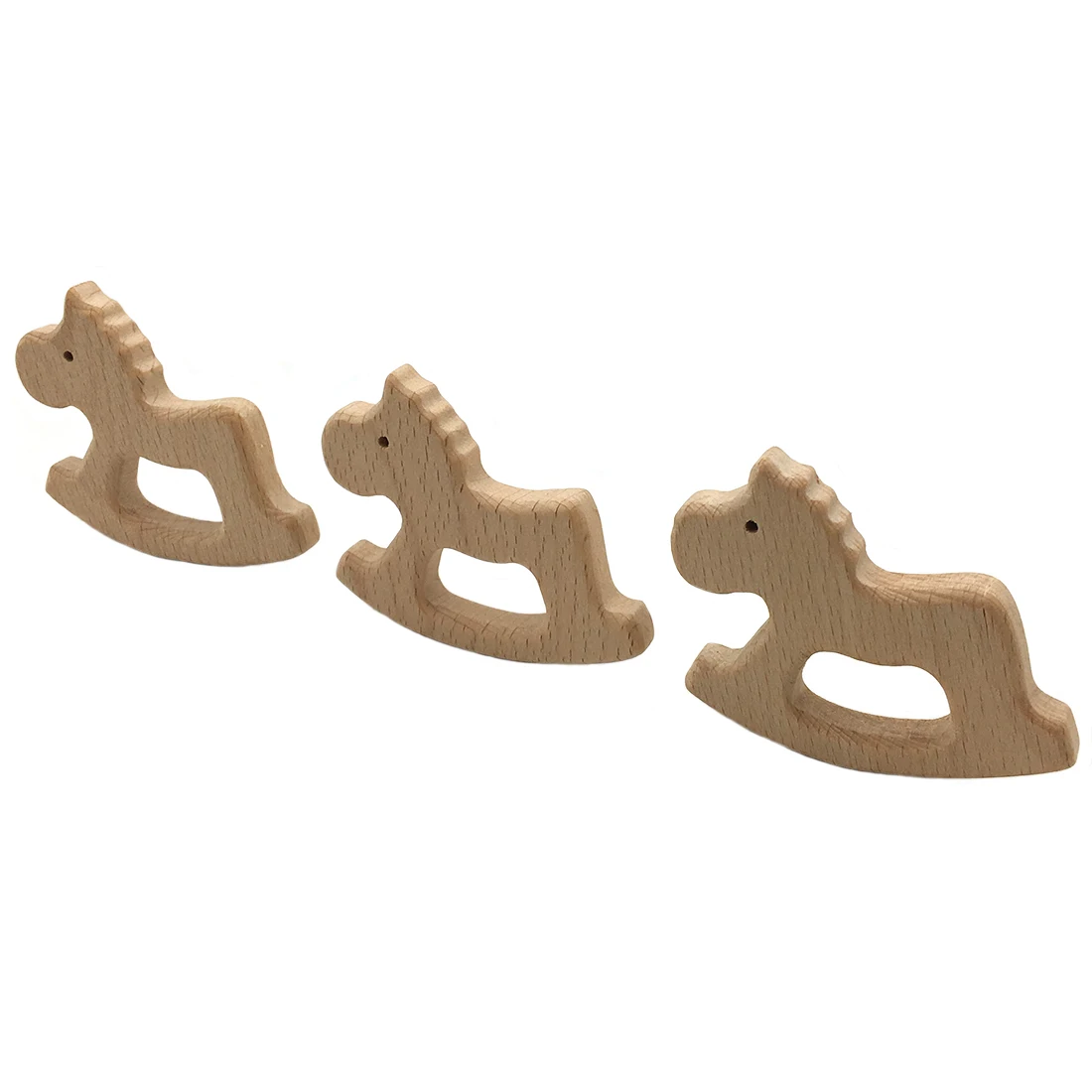 Wholesale Animal Shape Cute Cartoon Pattern Teether Diy Pendant Baby Toy Horse Wooden Teether