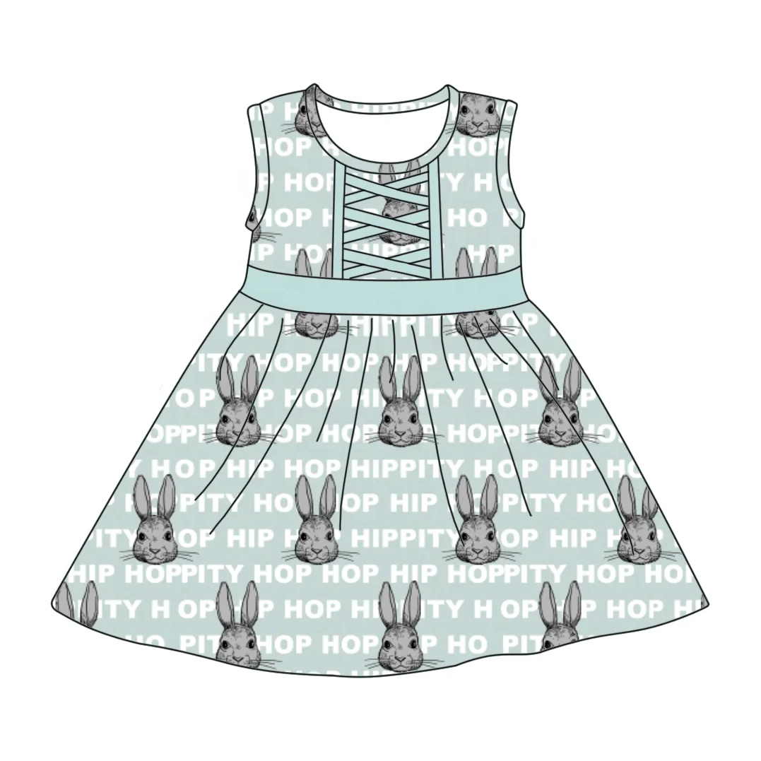 Liangzhe Fashion dress for girls Cute bunny Print sleeveless dress for kids designer clothing Summer 2024