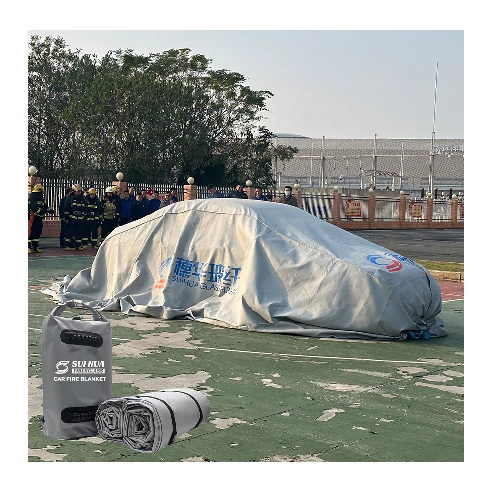 Fire Resistant Blanket EN 13501 6X8 m 19.8X26 Ft Extreme Emergency Lithium Car Fire Blanket
