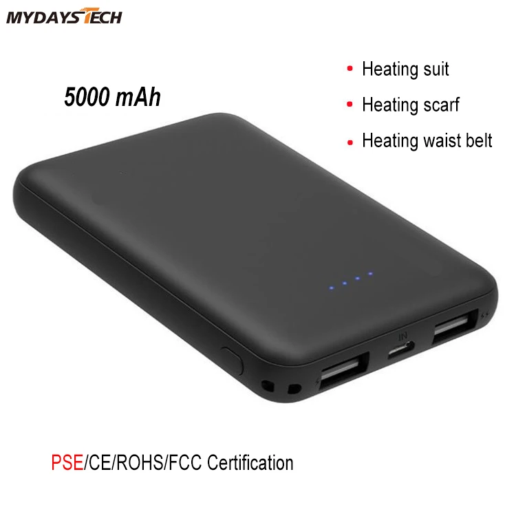 Mydays Tech Portable Charger Slimmest 5000mAh 5V/2A USB C Power Bank for Heated Gloves Jacket