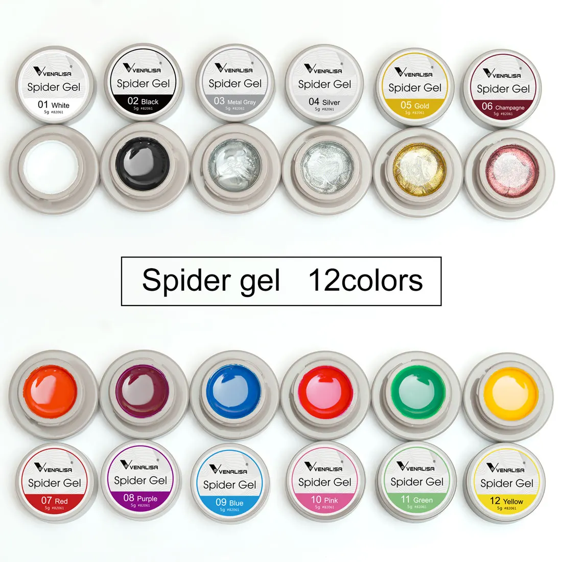 VENALISA Nail Art 5g Spider Gel Wire Drawing Liner Nail Polish Gel DIY Design Black White Silver Gold Neon Color Painting Gel