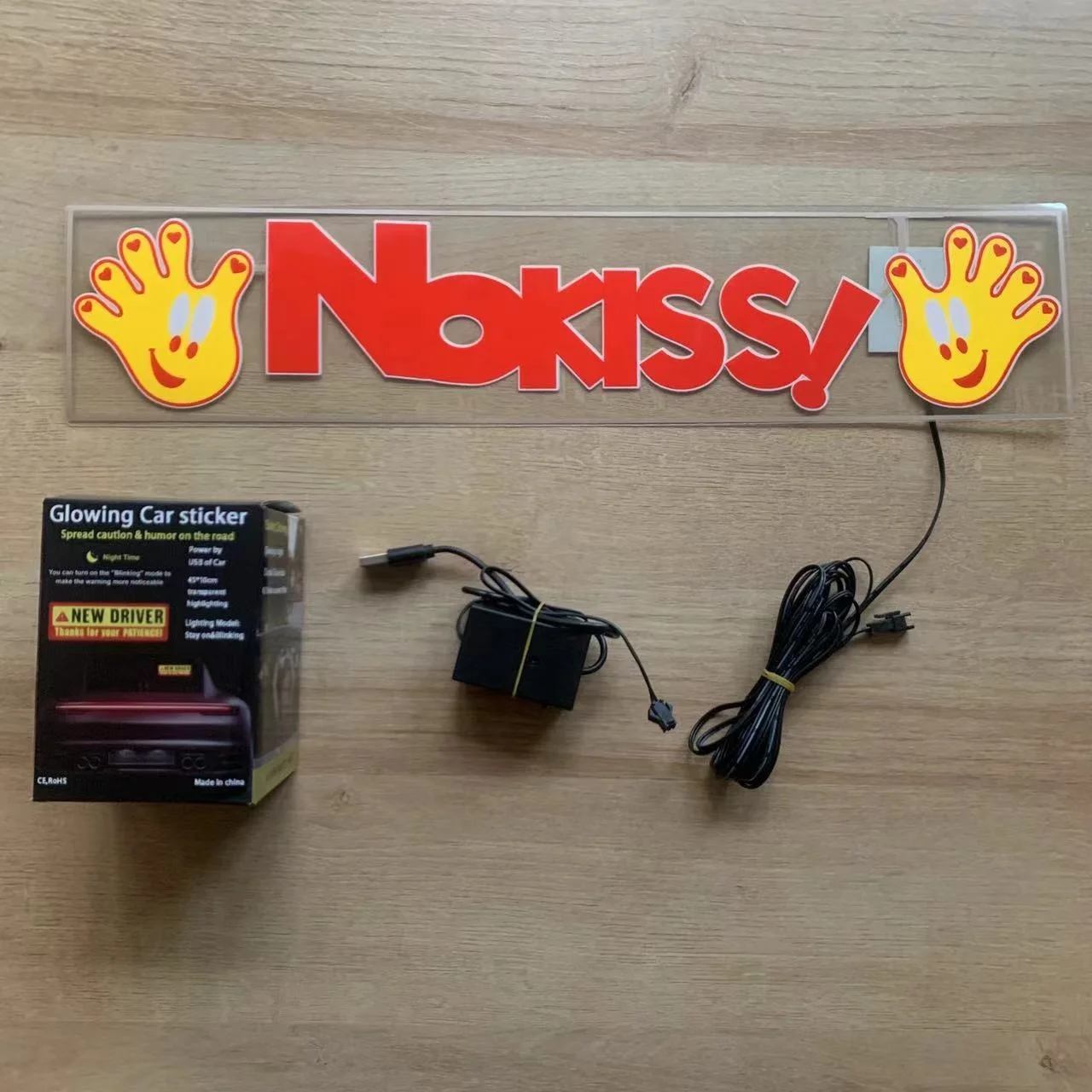 High Quality USB Power Glowing Car Window Light EL Car Stickers with UV Printing