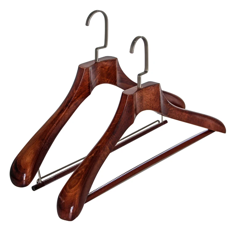 Supplier Custom Logo Luxury Brand Retro Wooden Men Suit Clothes Hangers