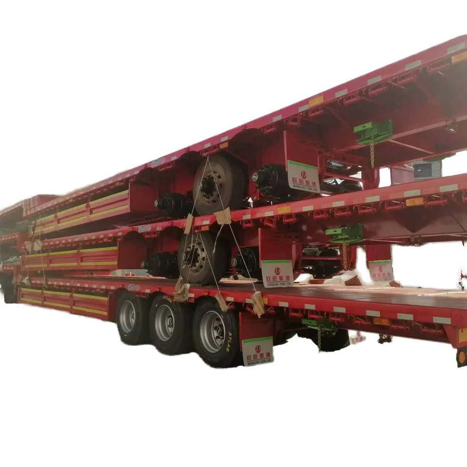 OYJD Truck Fuel-Efficient 1/64 flatbed High strength steel 30/40/50ft trailer tent low flatbed semi trailer