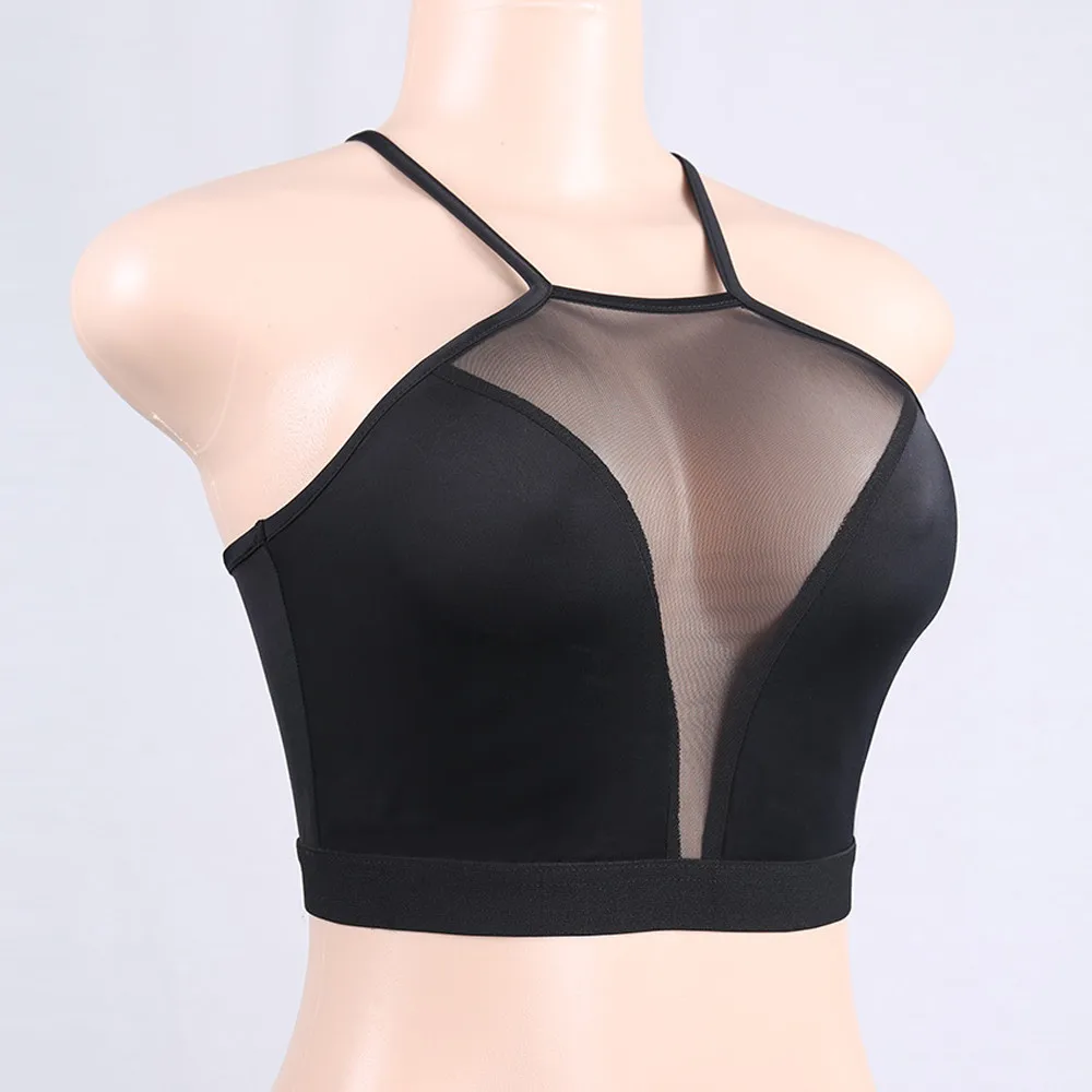 2019 Sports Yoga Bra Summer Women Tank Top Sleeveless Yoga Sport Crop Tops Shirt Mesh Breathable Perspective Sexy Sports Vest