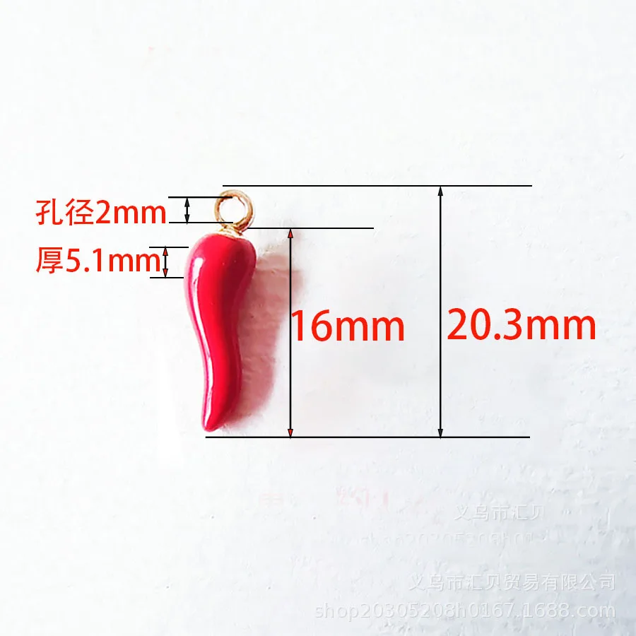 3D DIY Gold Plated Zinc Alloy Jewelry Making Accessories Enamel Enameled Vegetable Hot Pepper Chili Charm Pendant