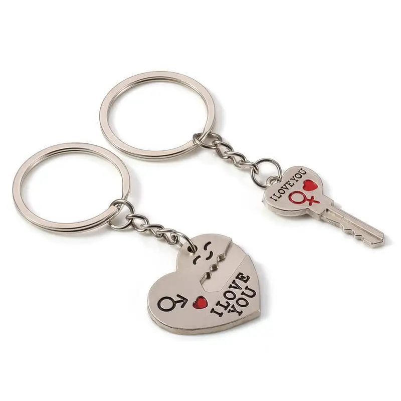 Laser Engraved LOGO Key Chain Gift Lover Customized Gift Letter Keychain Metal Heart Key Ring