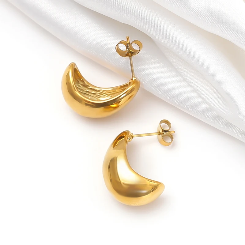 High quality stainless steel gold plated titanium steel 18K gold earrings made in China