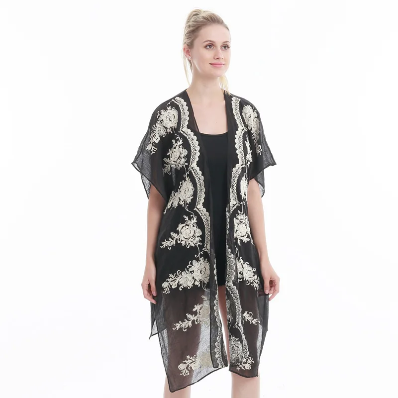 Fashion women poncho embroidery ruana shawl cloak