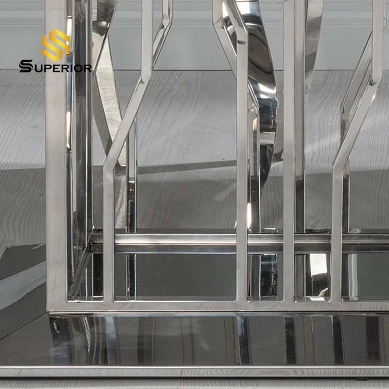 Modern rectangle pedestal steel base faux marble top dining table