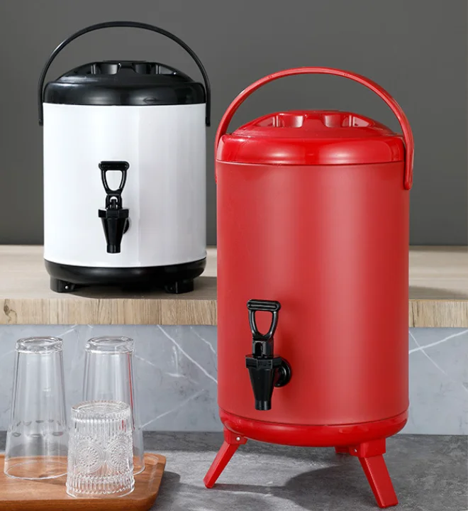 Customization Stainless Steel Thermos Bucket Keep Warm Insulation Barrel Pot Milk Tea Bucket With Faucet