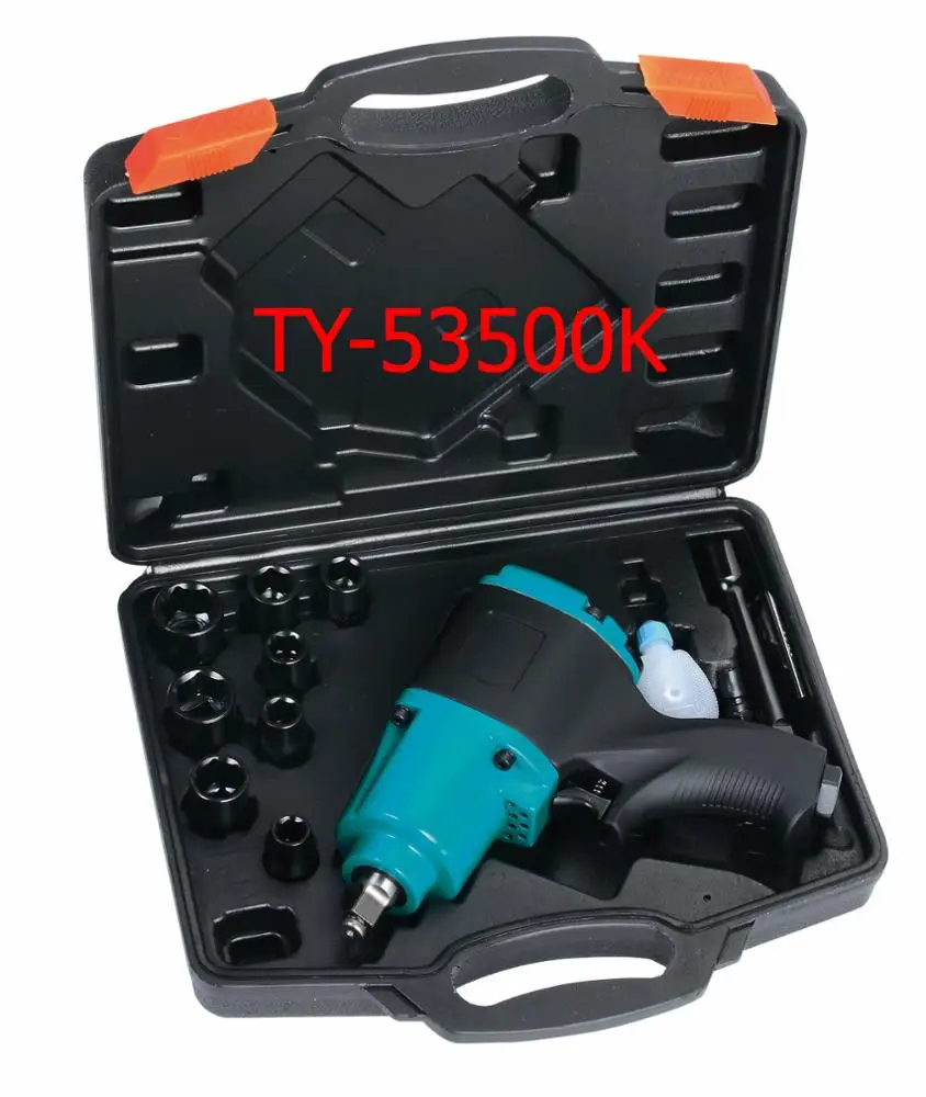TY52811K Air Impact Wrench Kit (12-Piece) 400 ft.lbs break torque, twin hammer auto shop repair kit