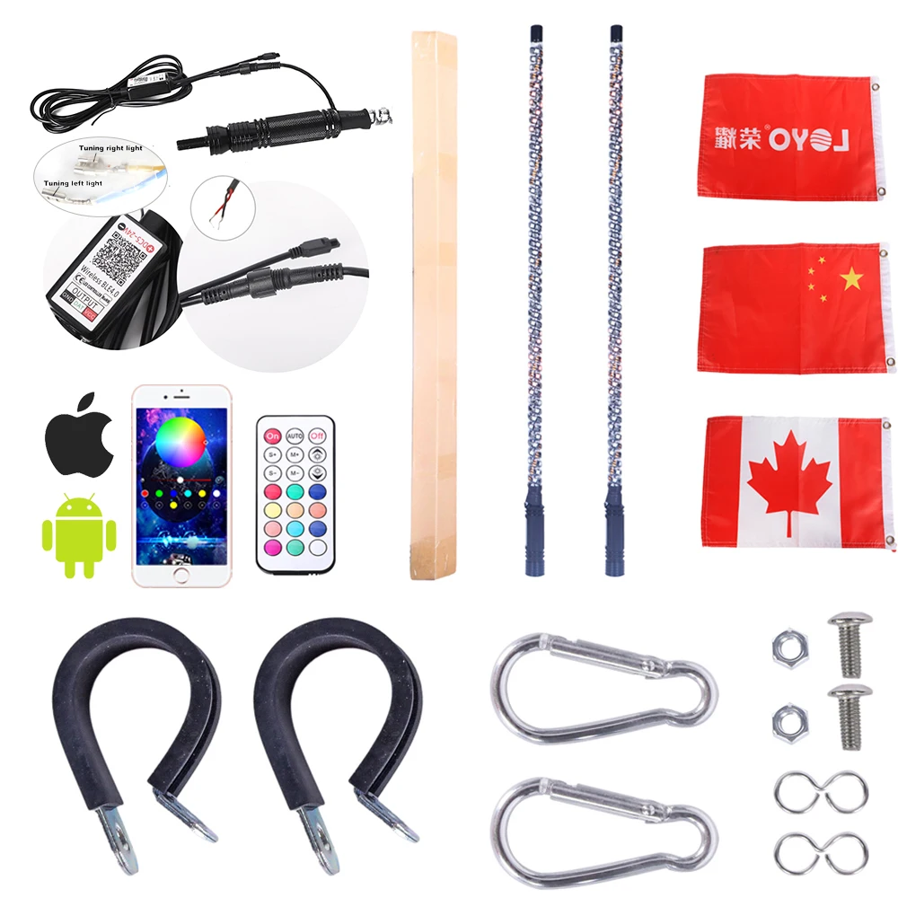 Customized Flags Rf Wireless Remote App Control Car Lights In The Whip  Uv-Blocking For Atv Utv Rzr Offroad