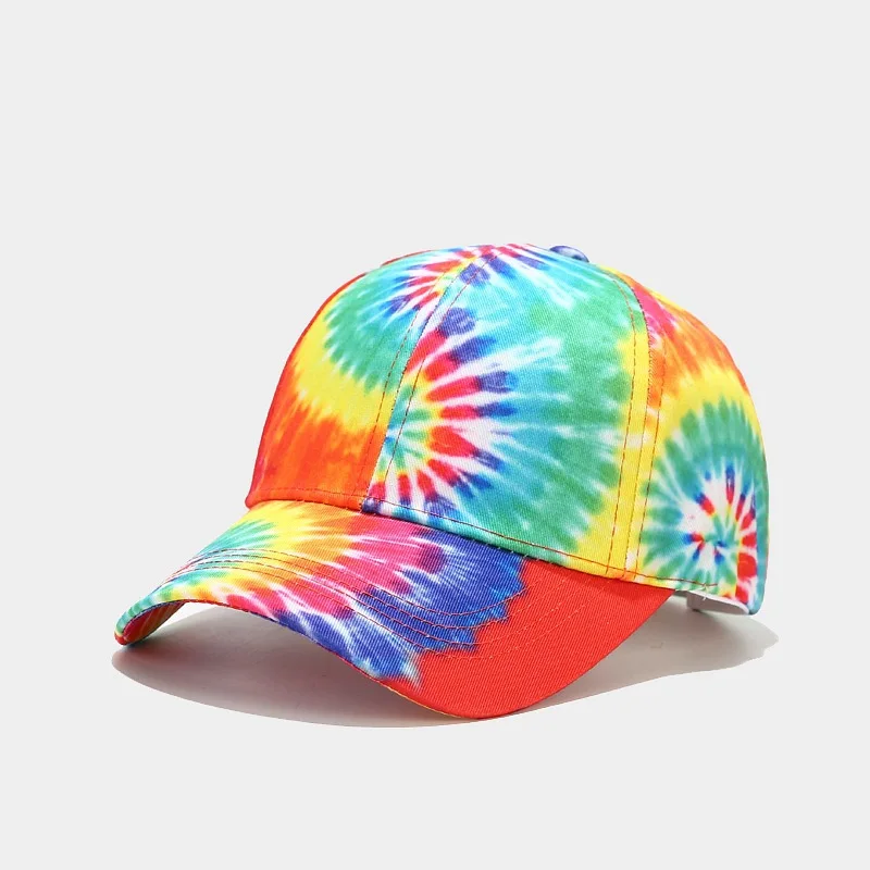 multi color popular custom logo printed tie dye cotton gorras sports hat baseball cap