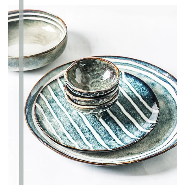 Restaurant Dinner Plates Modern Handmade Ceramic  Hot Selling Good Quality Classic Design Dinner Set Indigo 11.5 inch oval plate