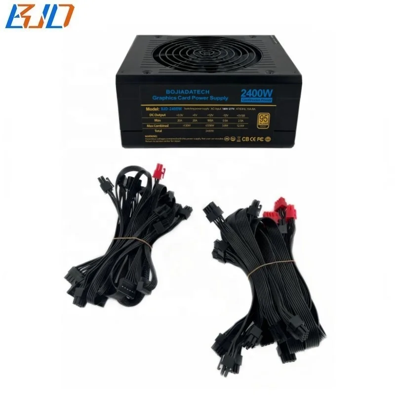 2400 Вт полный модульный импульсный источник питания PSU 180V-277V с тихий вентилятор 95% эффективность Поддержка 8 видеокарта