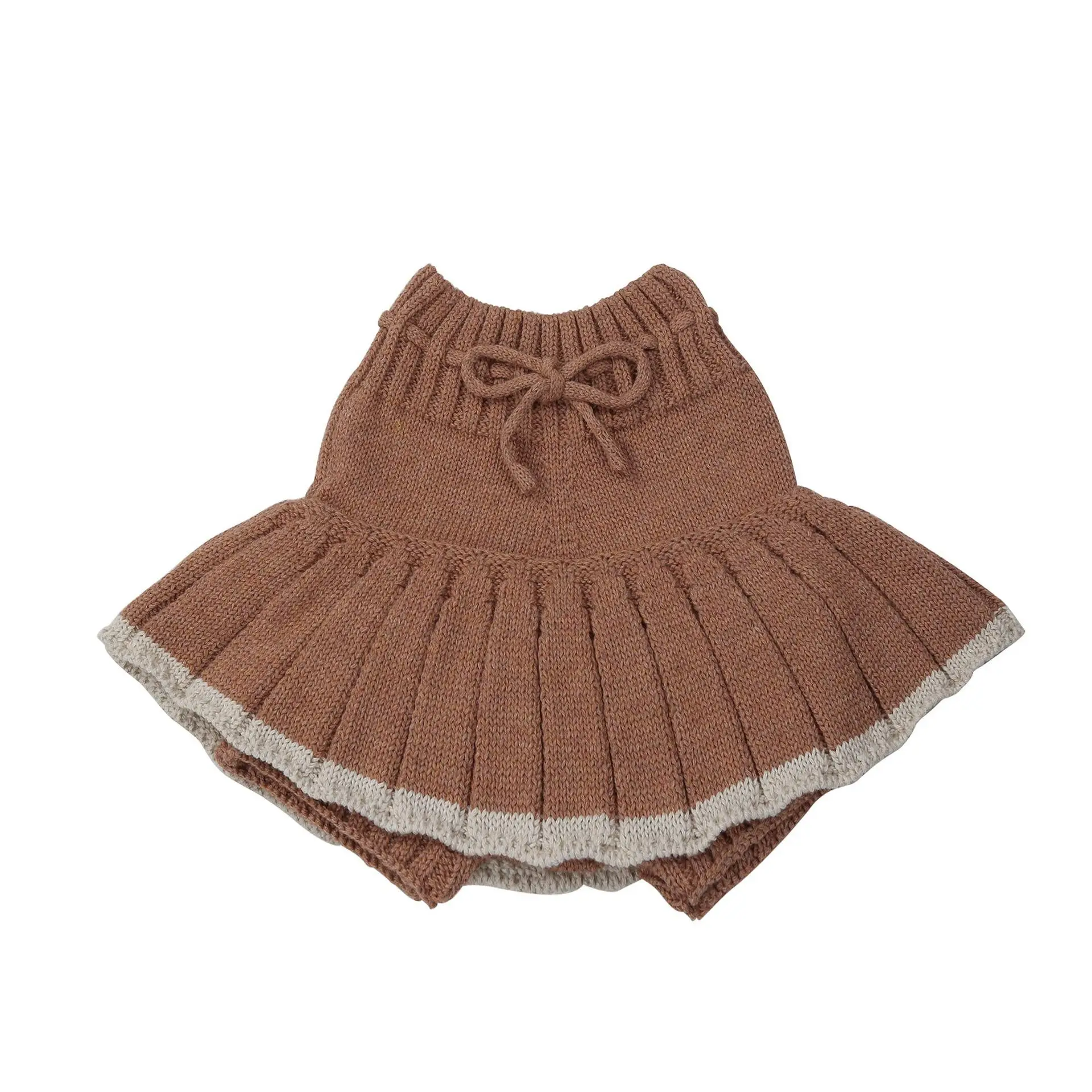 Girls Cotton Knit Culottes Strappy Skirt Baby Pleated Children Skirt