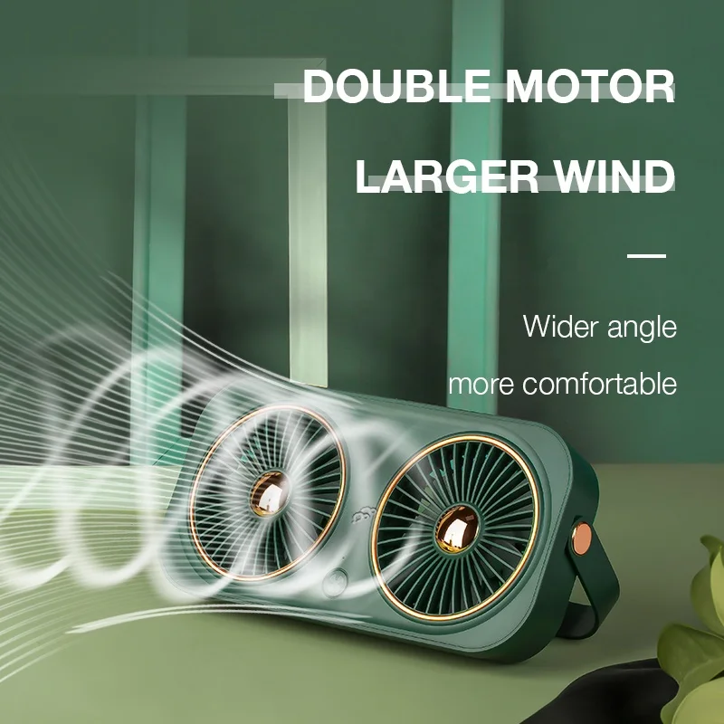 2021 Latest 2000mah Double Motor Usb Fans Cooling Portable Folding Fan Usb Battery Table Desk Mini Fan