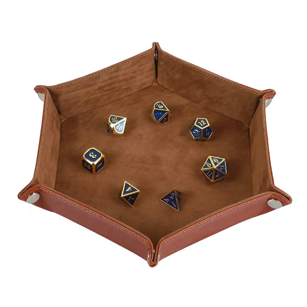 
Leather Dice Tray Dice Rolling Tray Holder Storage Box for RPG DND Table Games Double Sided Folding Thick PU Leather tray 