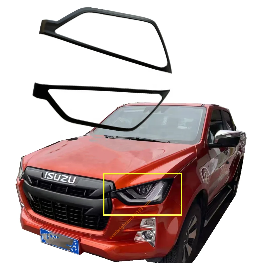 Matte Black Front Light Trim Cover Surrounds for Isuzu D-Max DMax 2020 - 2021