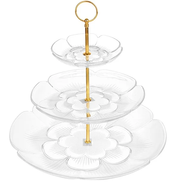 Wholesale 2 Tiered 3 Tiered Clear Plastic Dessert Cake crystal glass dried  fruit tray dried