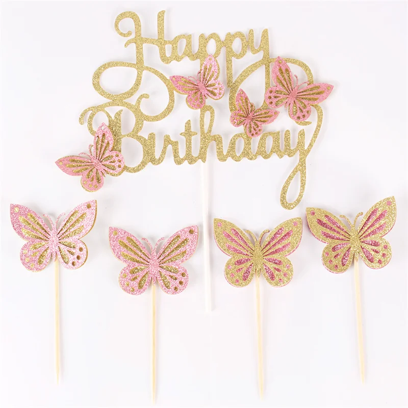 Tool Kitchen Accessory Mixed Edible Pink Butterfly Wafer Rice Paper Cake Toppers Birthday Party Cake Decorating