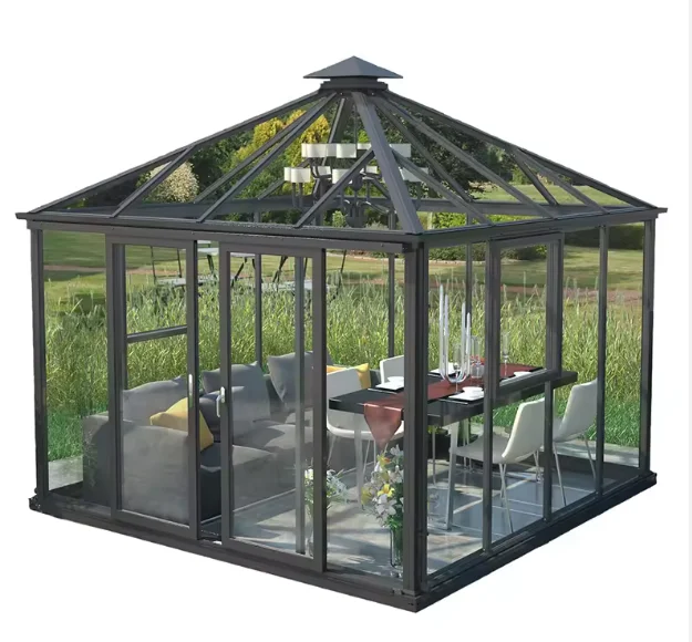 Free standing waterproof aluminum frame glass house prefab green houses green house metal frame
