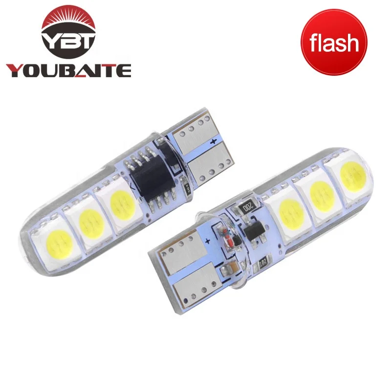 auto t10 bulb Flash T10 5050 6SMD siliconLED interior light Car Lights 194 168 501 Led Bulbs Reading Lights
