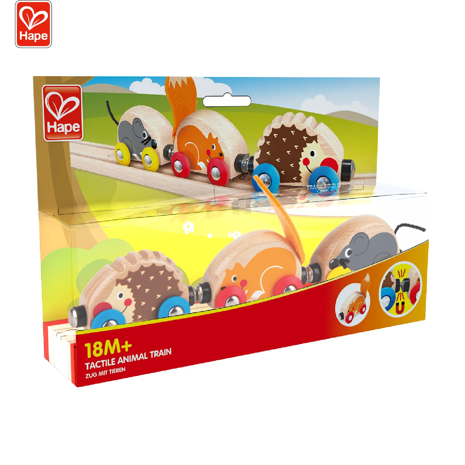 Hape тактильные игрушки в виде животных железнодорожный поезд магнитный Набор