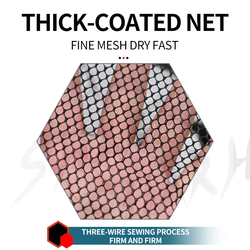 Portable Manual Fishing Landing Net Rubber Coated Mesh Fine Mesh Lightweight Fishing Net with Handle Fish Catching Net