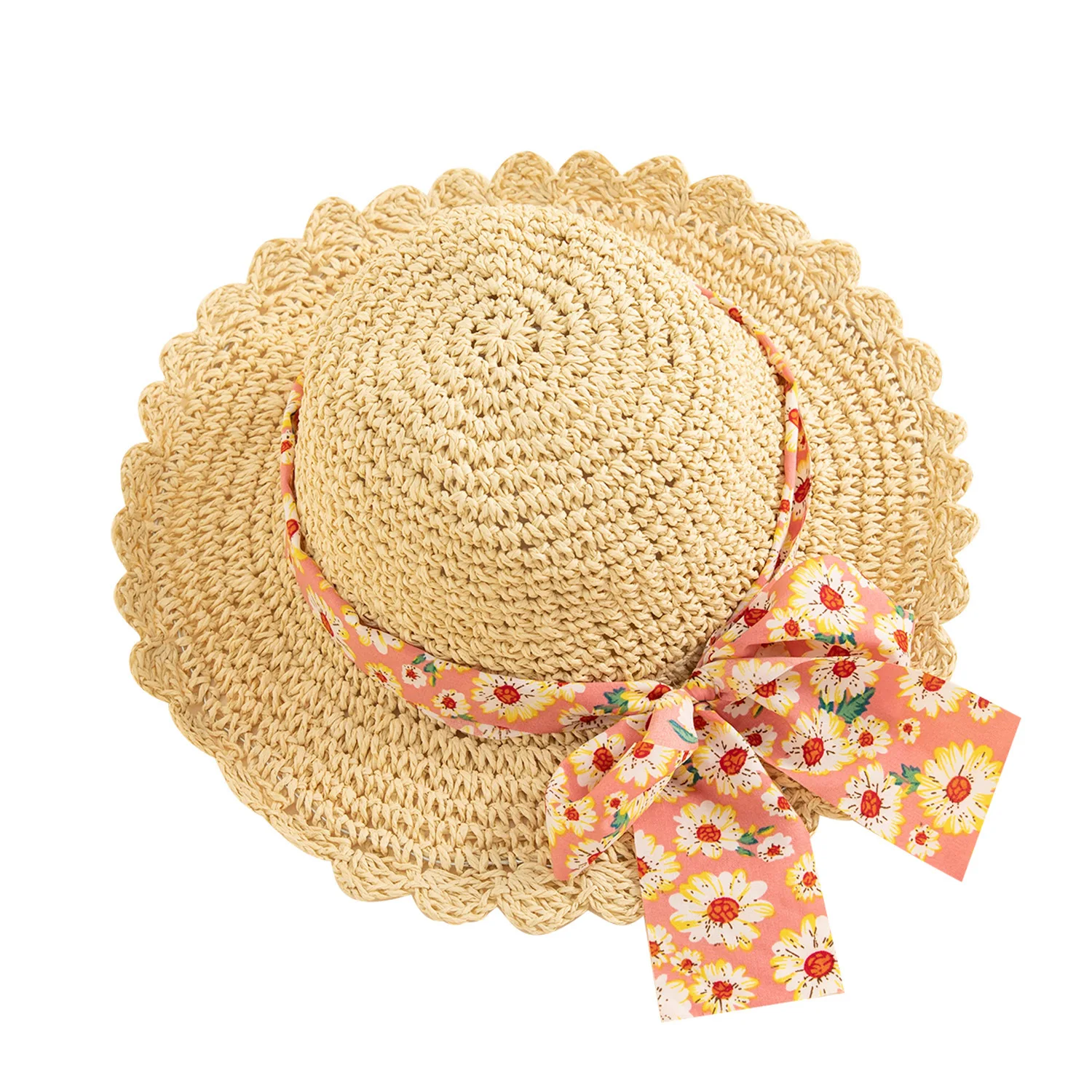 custom wholesale High quality children girls out door travel straw hat cute hat sunhat baby kids hats